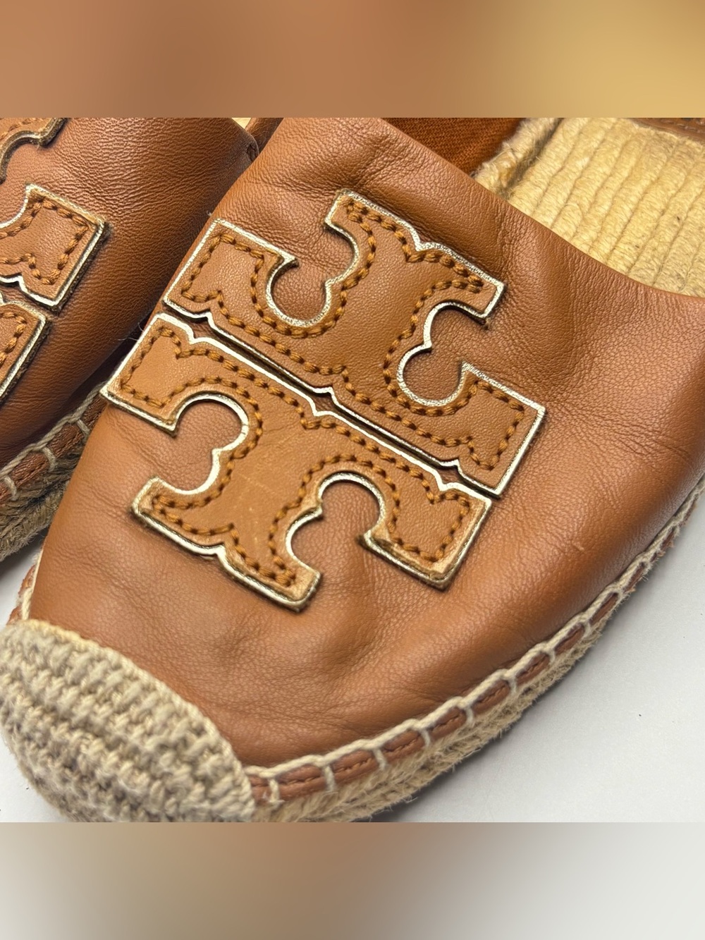 Tory Burch Ines espadrille logo leather slip on flats size 7 - Picture 12 of 12